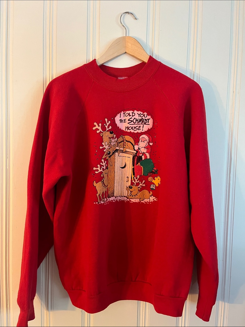 Fruit of the Loom Red Holiday Graphic Crewneck Sweater